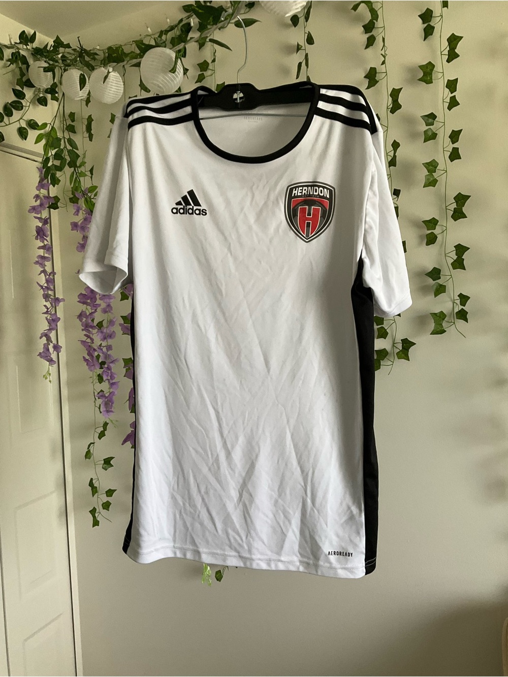 adidas White and Black Athletic Jersey Top